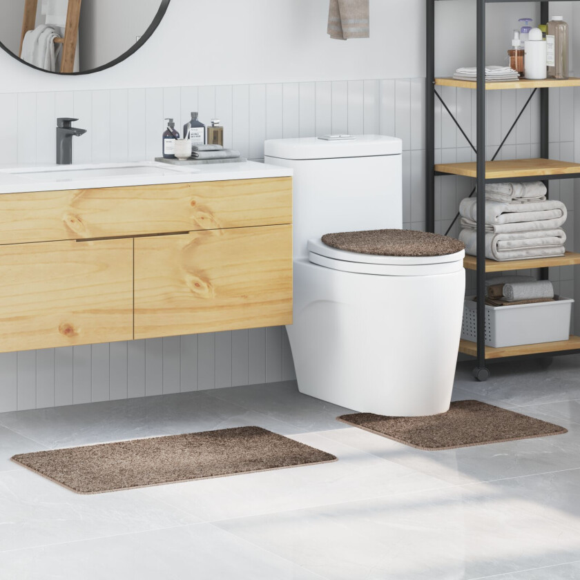 Brun Bomull 50 x 80 cm Vannbestandig Badematte Rektangulær