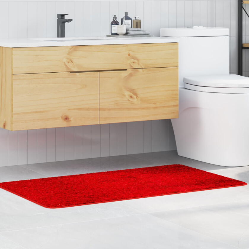 Rød Bomull 70 x 120 cm Badematte Rektangulær Moderne