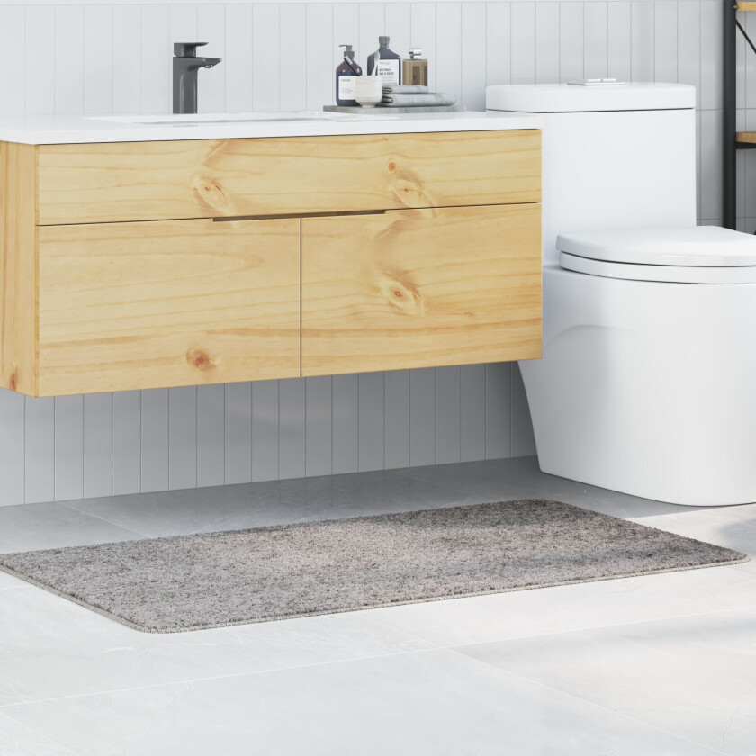 Grå Polyester 70 x 120 cm Badematte Rektangulær Moderne