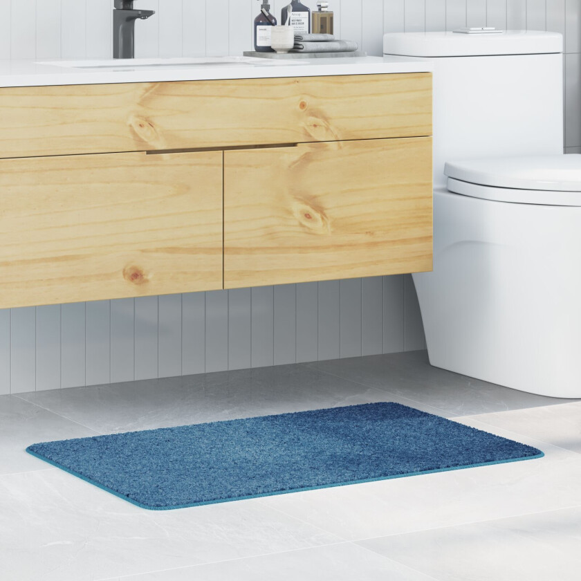 Blå Polyester 60 x 90 cm Badematte Rektangulær Minimalistisk