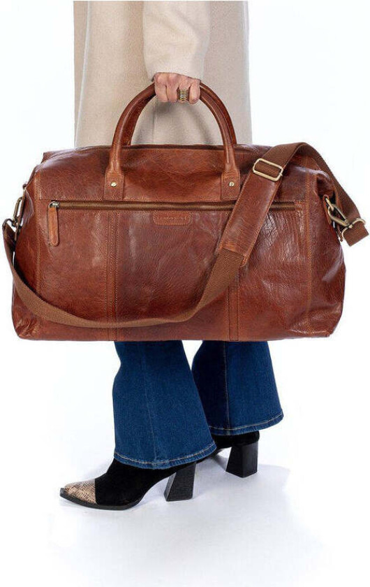 weekendbag i skinn Cognac