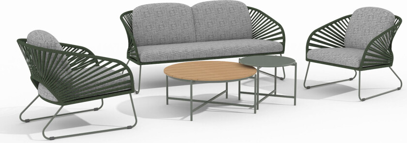 HOUSE NORDIC Novella Lounge Set - Loungesett, stål, grå, grønn, inkl. puter