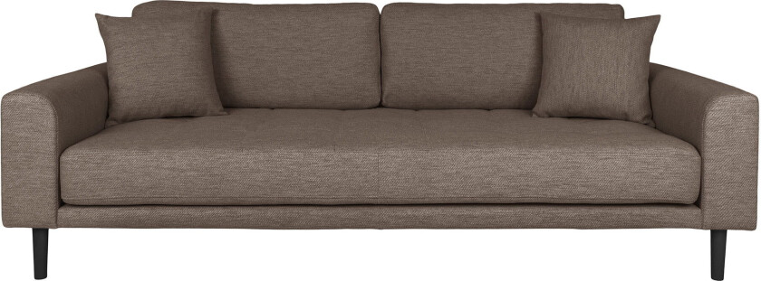 HOUSE NORDIC Lido 3-seters sofa - 3-seters sofa, brun med to puter og svarte treben, HN1055