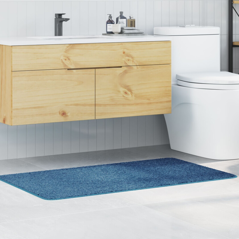 Blå Polyester 70 x 120 cm Badematte Rektangulær Moderne