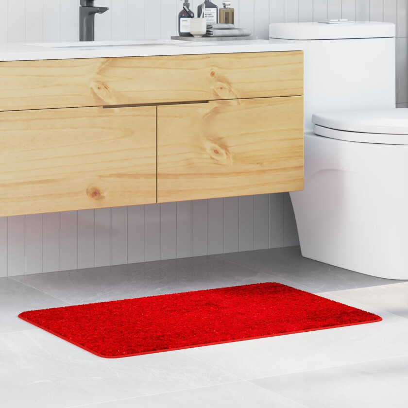 Rød Polyester 60 x 90 cm Badematte Rektangulær Moderne