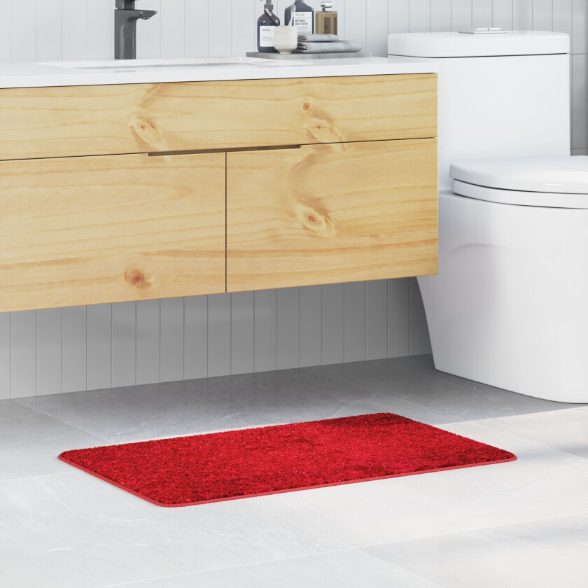 Rød Bomull 50 x 80 cm Badematte Rektangulær Moderne