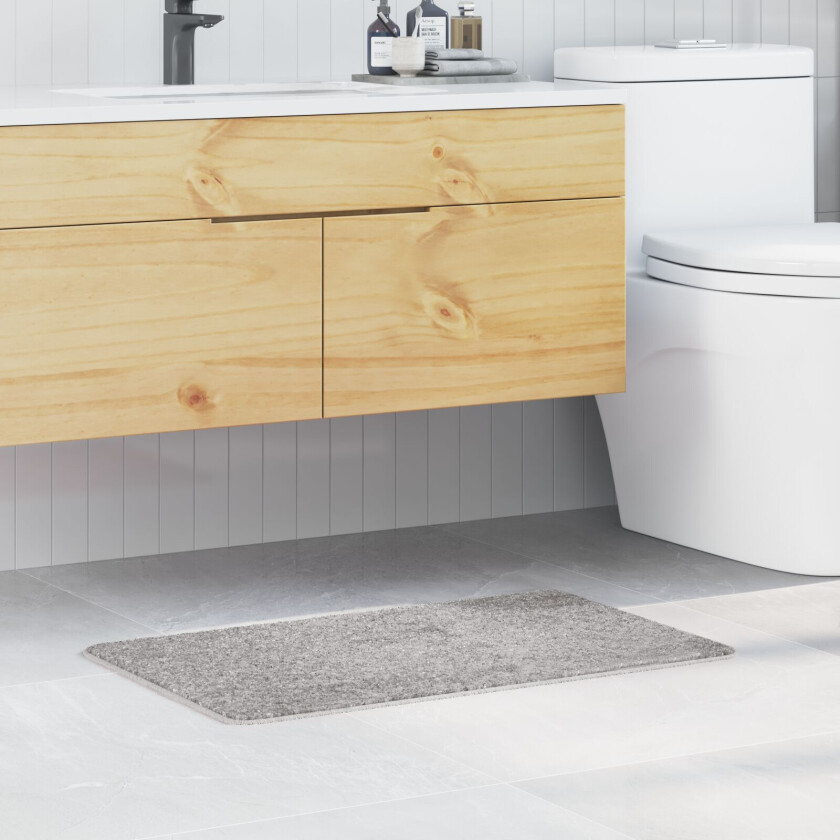 Grå Polyester 50 x 80 cm Ikke-sglidende Badematte Rektangulær