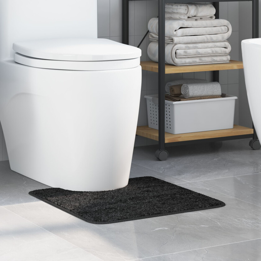 Mørkegrå Polyester Standard Badematte Rektangulær Moderne