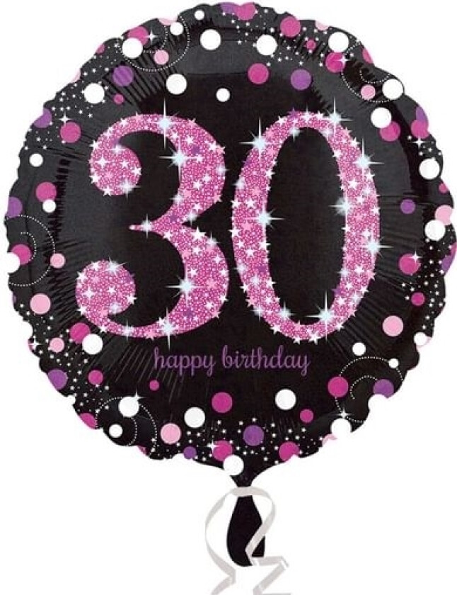 Folieballon 30 År Pink Sparkling
