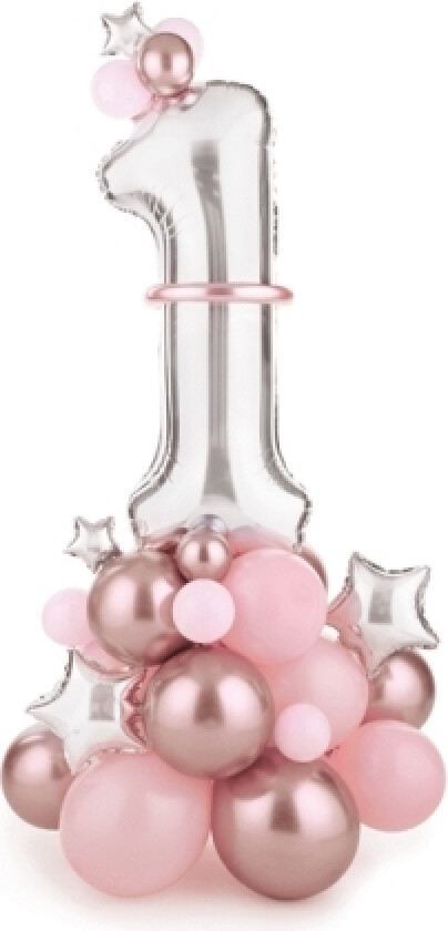 Partydeco Gbn7-1-081, Lekeballong, Folie, Rosa, Sølv, Bursdag, Modellerende Ballong, 8 År