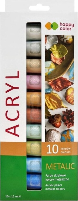 Acrylic Paint 12 Ml 10 Colors Metallic Happy Color