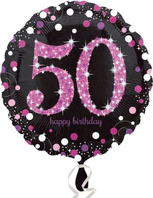 Folie Ballon 50 År Pink Sparkling