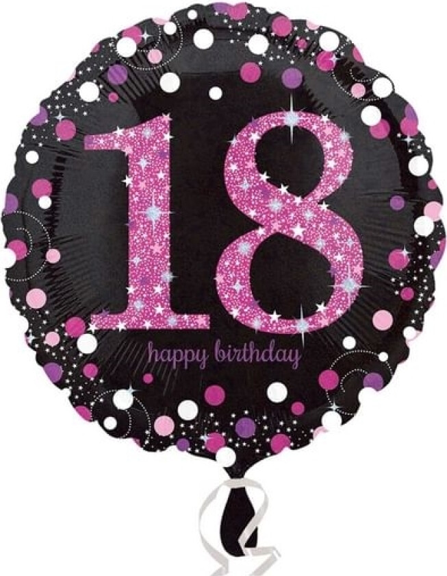 Folie Ballon 18 År Pink Sparkling