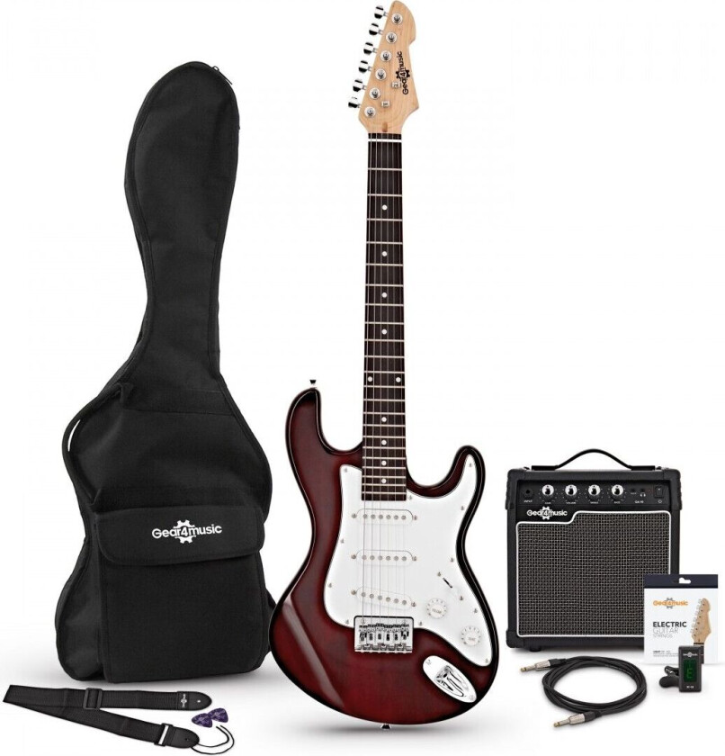 Gear4Music 3/4 LA Elektrisk Gitar + Forsterkerpakke Wine Red