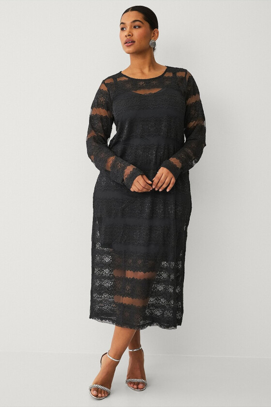 Blondekjole mLacita L/S Blk Dress - Svart