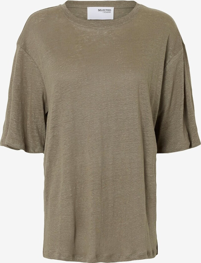 Topp i lin slfVilja Linen SS Tee - Grå