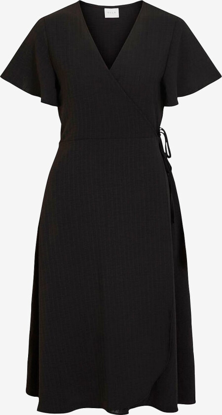 Omslagskjole viLovie S/S Wrap Midi Dress - Svart