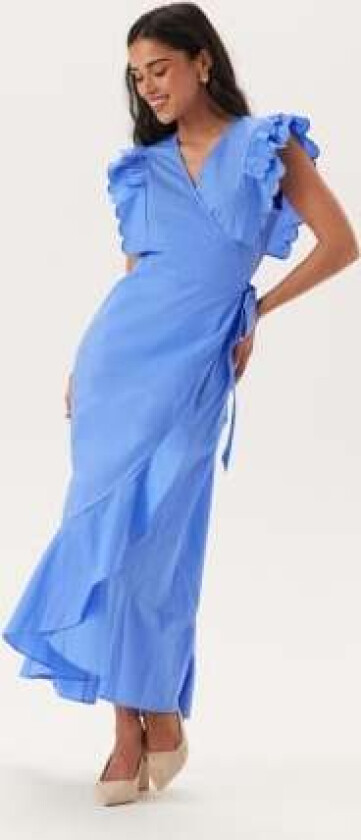 Objhope Papaya S/S WRAP DRESS Cornflower Blue 36