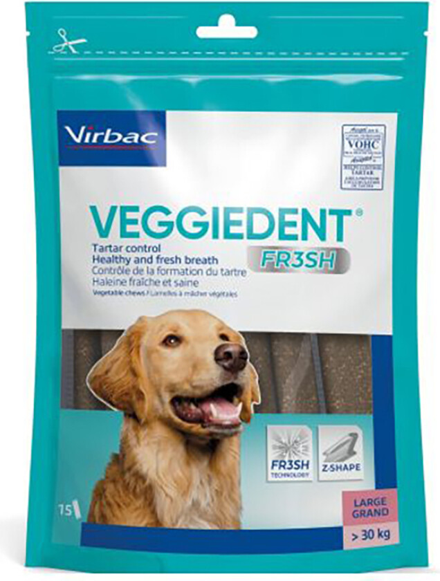 VEGGIEDENT Fresh for hunder - 15 x 35 g L for store hunder (>30 kg)