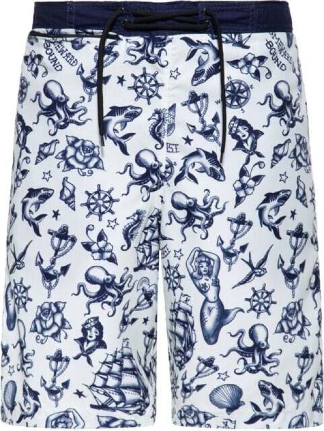 Rockabilly Badeshorts - S til XXL - Herrer - antikk hvit