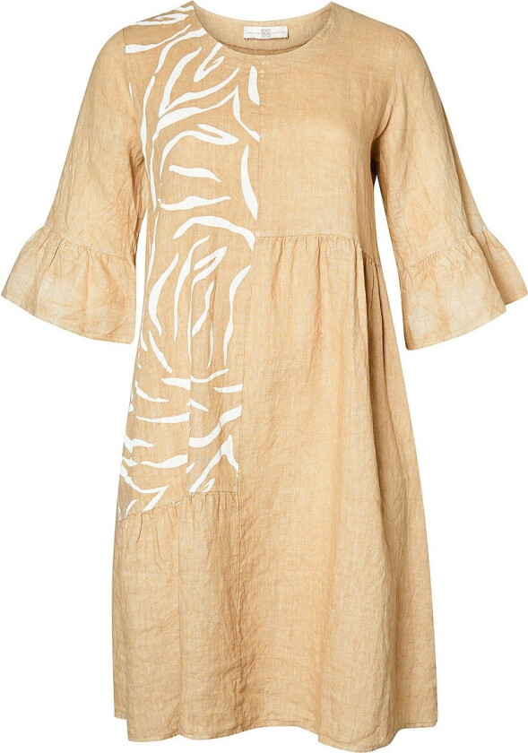 Kjole i lin Dress - Beige