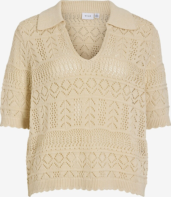 Topp viSeldine Polo 2/4 Knit Top - Grå