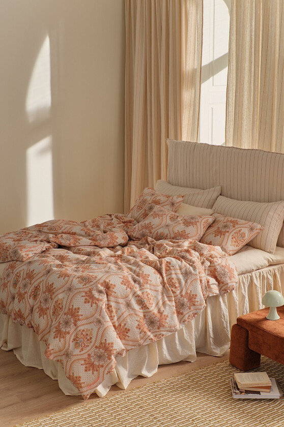 Sengesett Elly Happy i resirkulert halvlinne 2 eller 3 stykker - Rosa