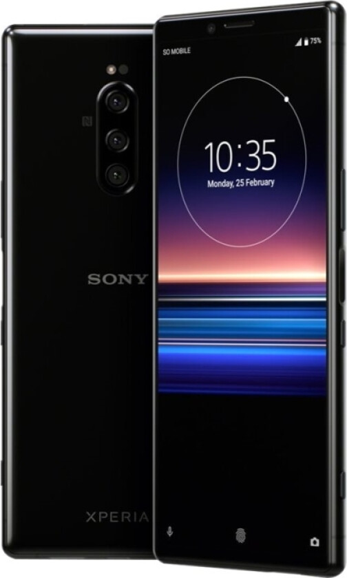 Xperia 1 - 4G Smarttelefon - Dobbelt-Sim - Ram 6 Gb / Internminne 128 Gb - Microsd Slot - Oled-Display - 6.5" - 3840 X 1644 Piksler - 3X Bakkame
