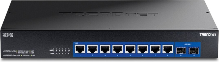 Trendnet Teg-S7102 - Version V1.0R - Switch - Ikke-Styrt - 8 X 1000/2.5G/10Gbase-T + 2 X 10 Gigabit Sfp+ - Rackmonterbar - Taa-Samsvar