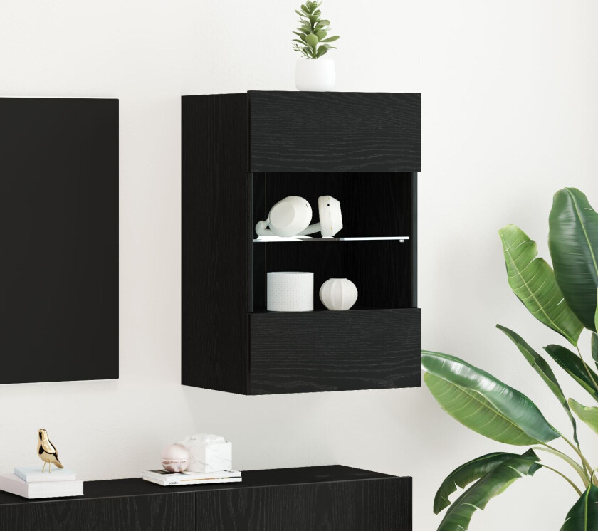 Svart Konstruert tre Medium Modular Oppbevaringskap