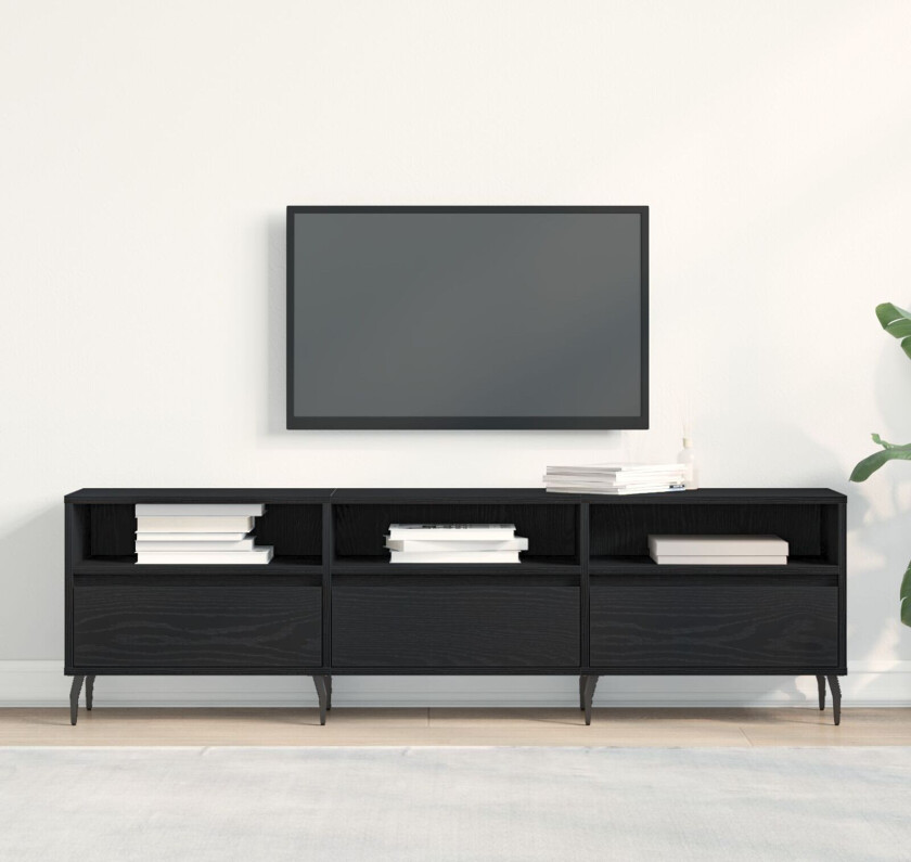 TV-skap Svart eik Konstruert tre Stor TV-stativ Rektangulær