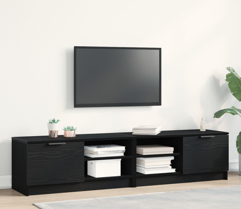 TV-skap Svart eik Konstruert tre Standard Lagring TV-stativ