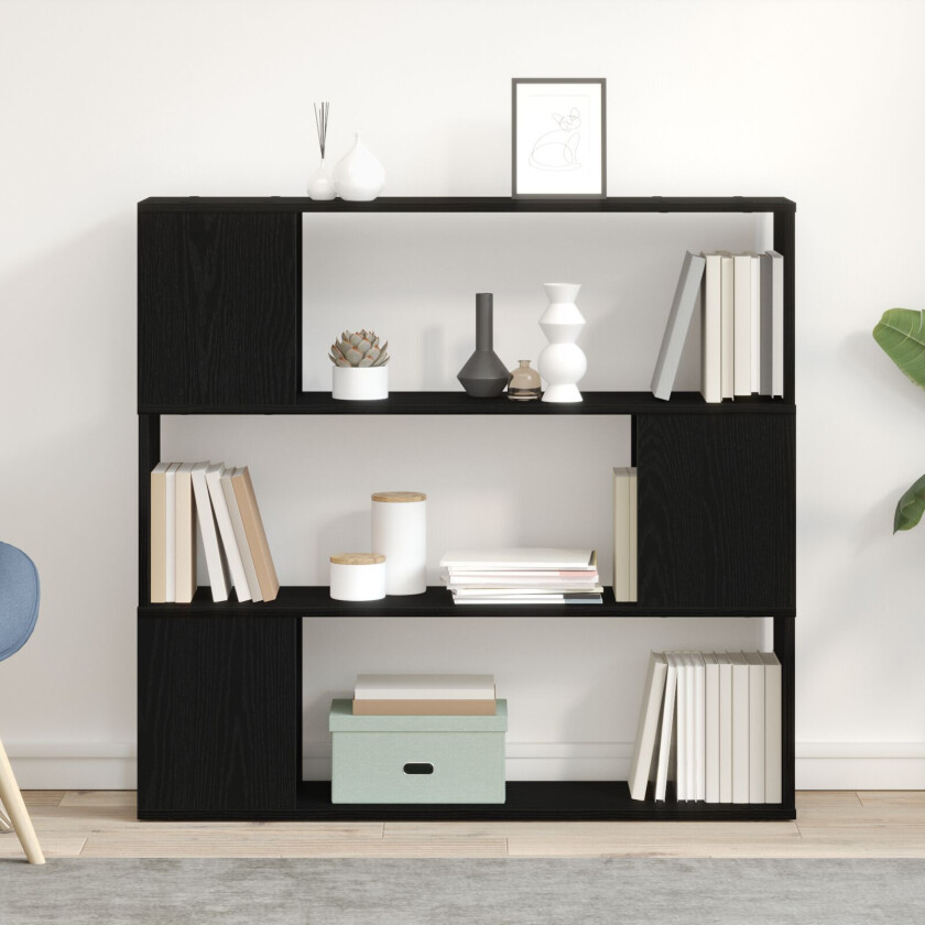 TV-benk Svart Eik Sponplate Medium Utstillingshylle Rektangulær