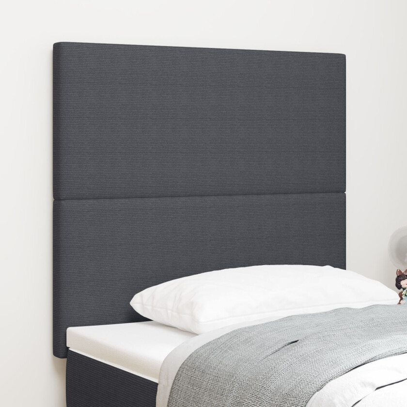 sengegavl Mørk grå Tre, Stoff 90 cm Elegant Polstret sengegavl