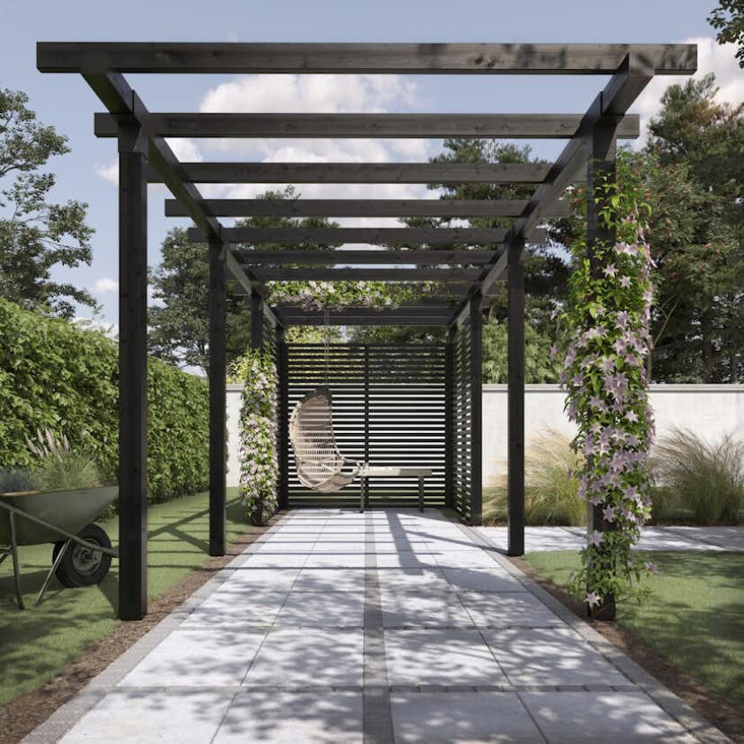 Pergola PLUS Cubic Dobbel 3 Moduler inkludert Tokyo Vegg