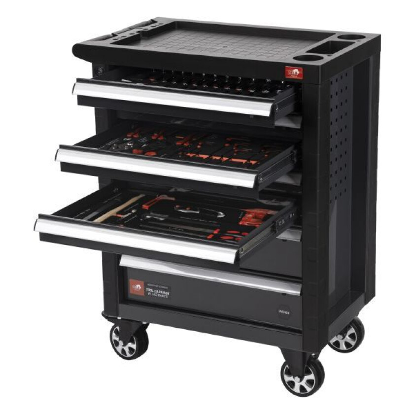 511083 Verktøyvogn med verktøysett, 7 skuffer Svart