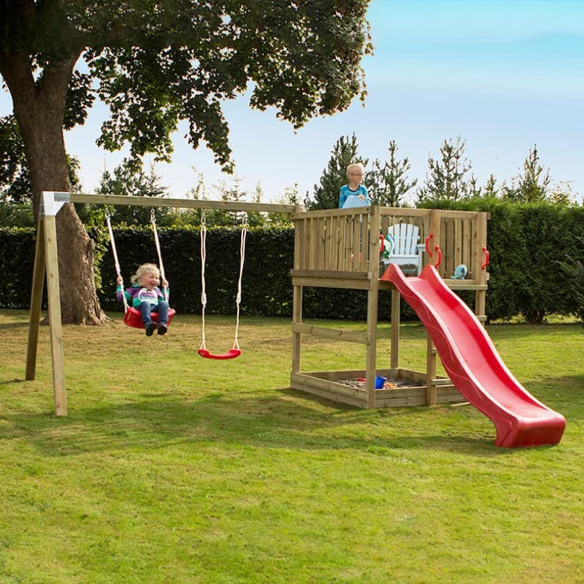 Leketårn PLUS Play med Huskestativ og Rutsjebane