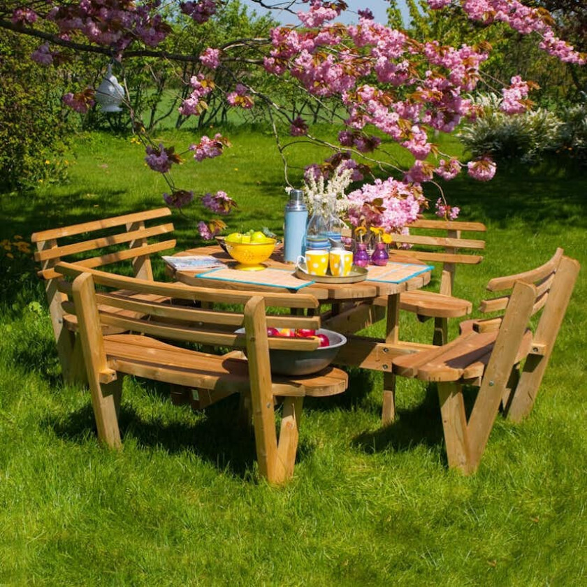 Benkbord PLUS Rundt med Ryggstøtte