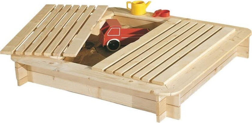 Sandkasse Jabo med Lokk Trehvitt 120x120 cm