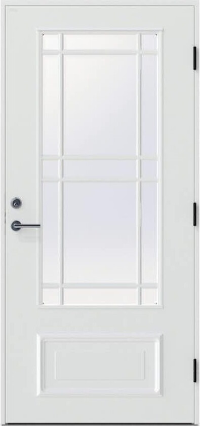 Ytterdør Diplomat Estelle Q Maskinantikk Glass Hvit