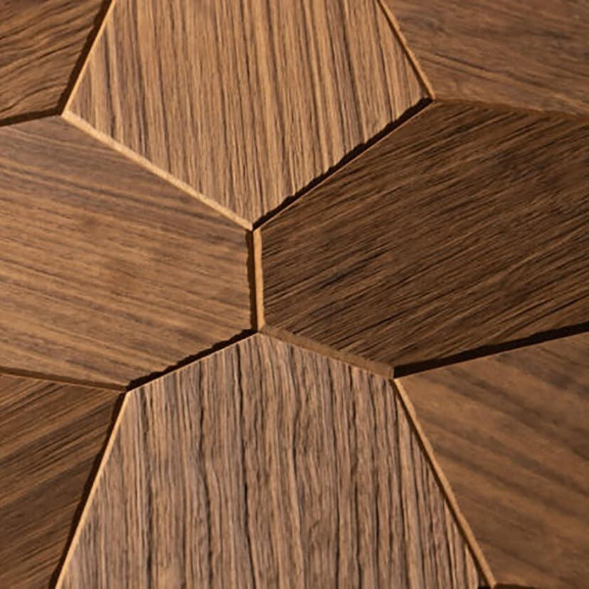Veggpanel Emotionwood Hexagon Abachi Yakisugi