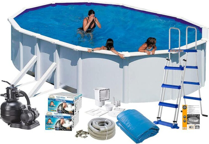 Bassengpakke Swim & Fun White Steel Oval Base 120 cm Dybde