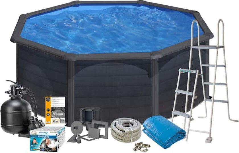 Bassengpakke Swim & Fun Pool Basic 132 Rund Svart Grafitt
