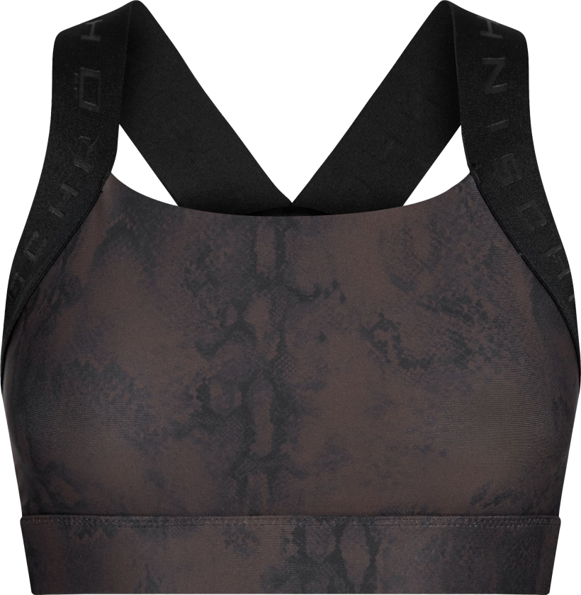 Women's Kay Printed Sports Bra XS, Brown Snake