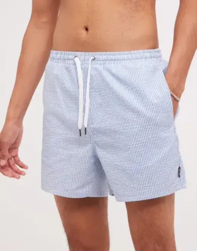 Onsted Stripe Seersucker Swim Noos Badeshorts Blå
