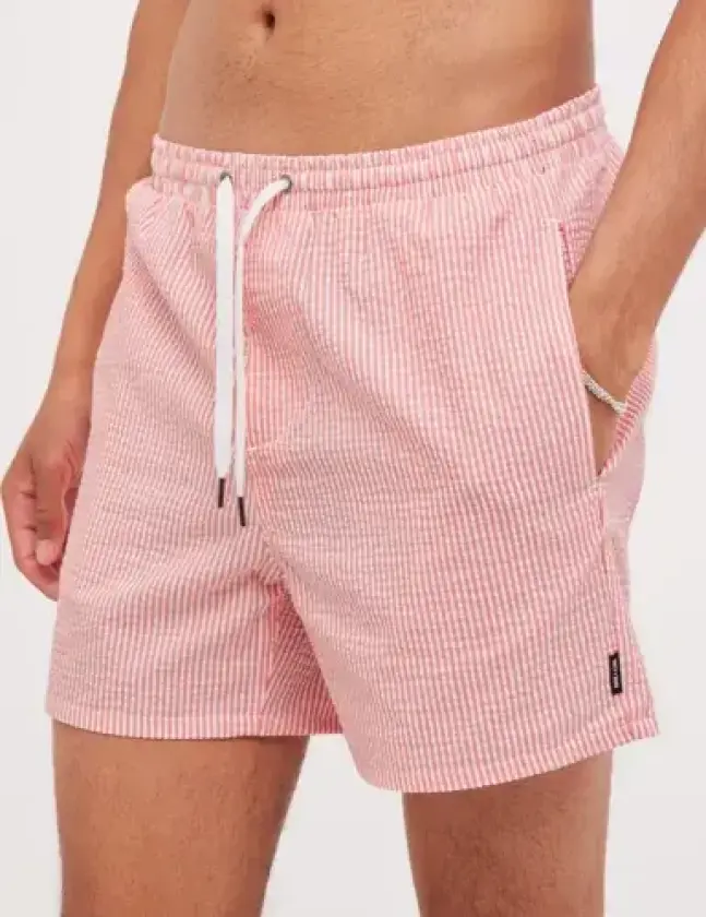 Onsted Stripe Seersucker Swim Noos Badeshorts Rutete/Stripete