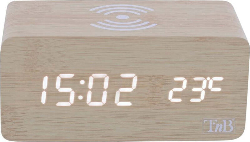 LED Vekkerklokke med 5W Trådløs Lader - Tre