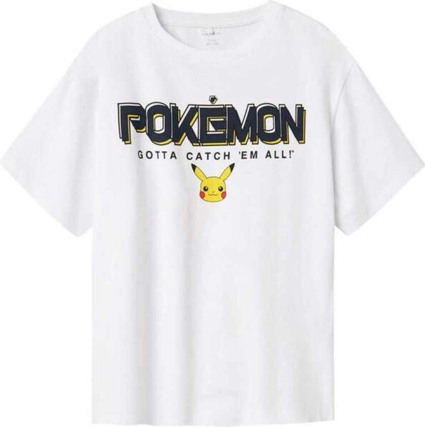 Name It Nkmmat Pokemon t-skjorte til barn, Bright White