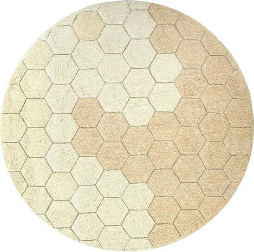 Bilde av Lorena Canals Vaskbart Gulvteppe Rund Honeycomb, Gullfarget - Gulvtepper - Bomull