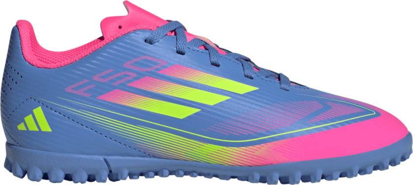 adidas F50 Club TF Q2 25, fotballsko grus, kunstgress og naturgress, junior Blue/Lemon/Pink